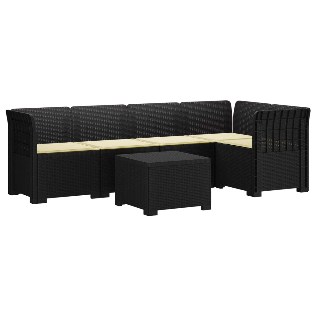 vidaXL 5-osobowa sofa ogrodowa z poduszkami w stylu rattanowym PP