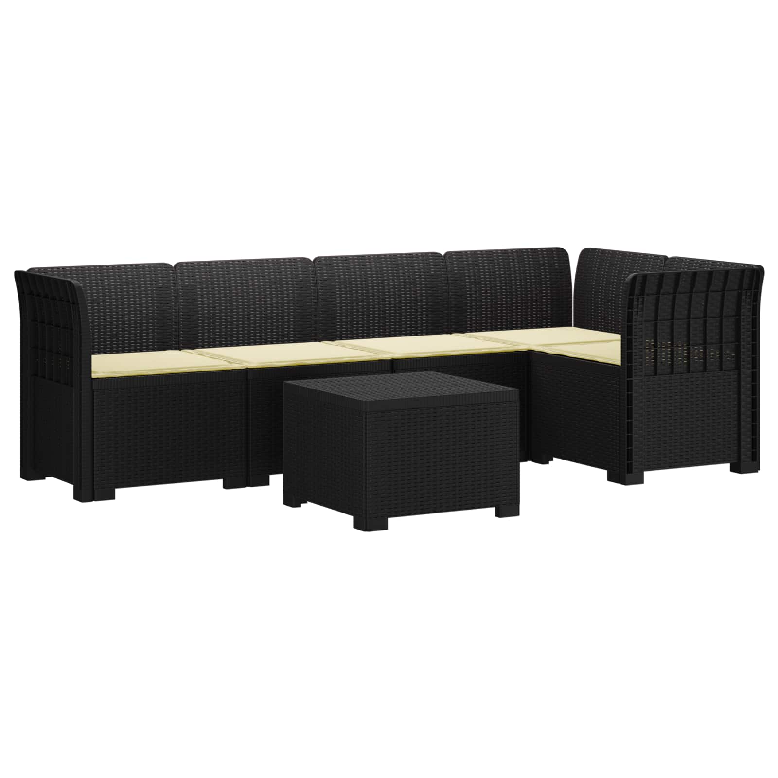 vidaXL 5-osobowa sofa ogrodowa z poduszkami w stylu rattanowym PP