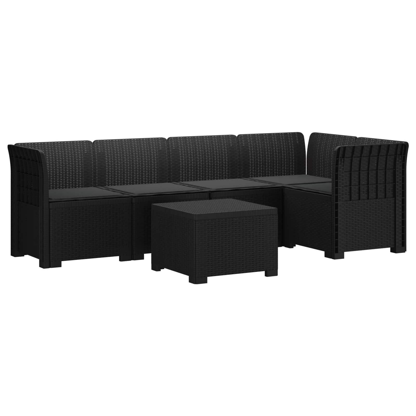 vidaXL 5-osobowa sofa ogrodowa z poduszkami w stylu rattanowym PP