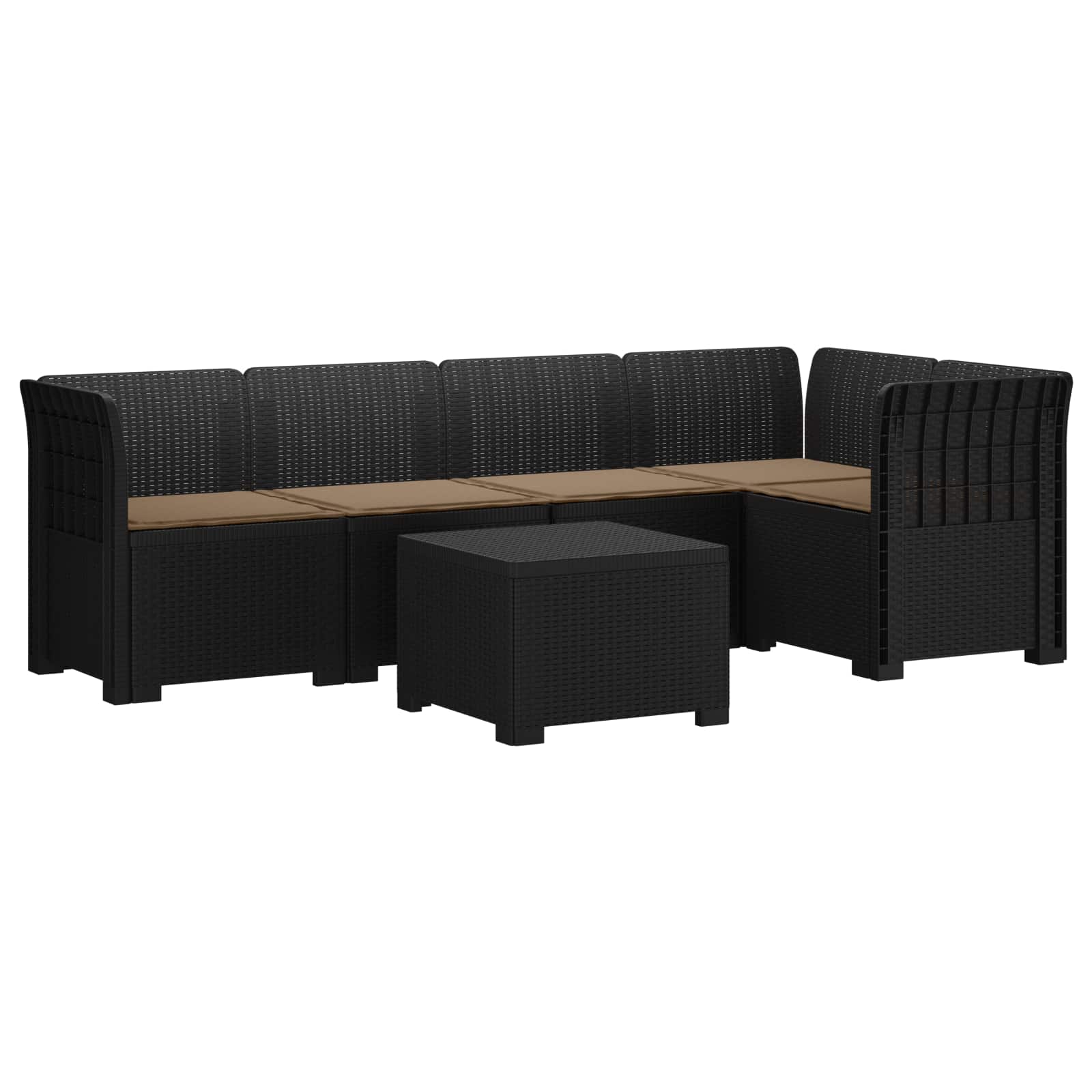vidaXL 5-osobowa sofa ogrodowa z poduszkami w stylu rattanowym PP