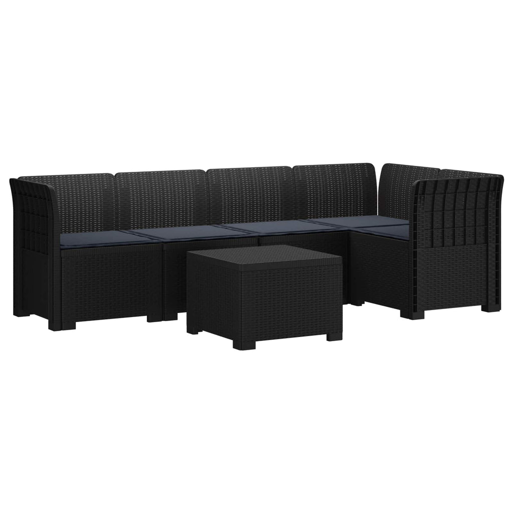 vidaXL 5-osobowa sofa ogrodowa z poduszkami w stylu rattanowym PP