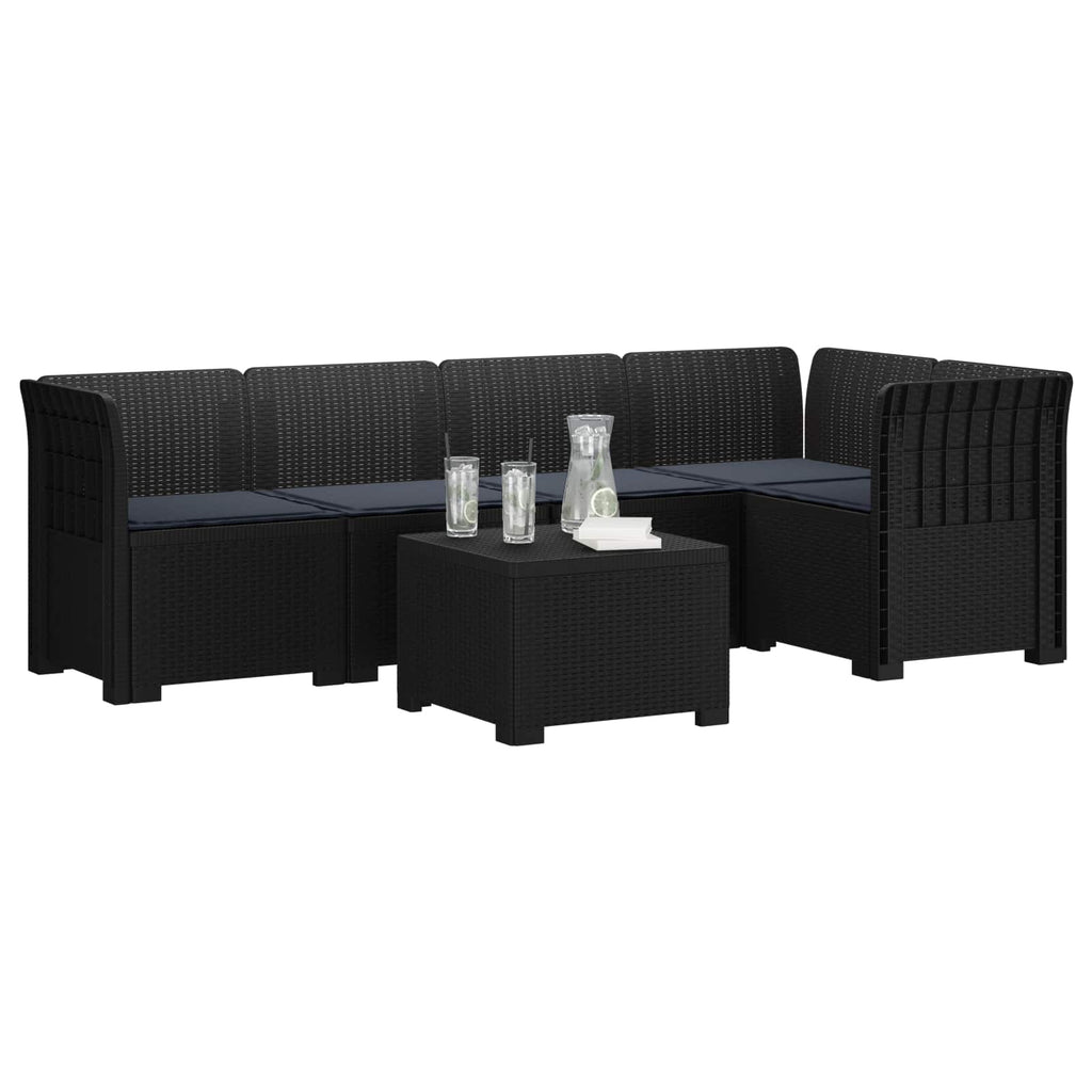 vidaXL 5-osobowa sofa ogrodowa z poduszkami w stylu rattanowym PP