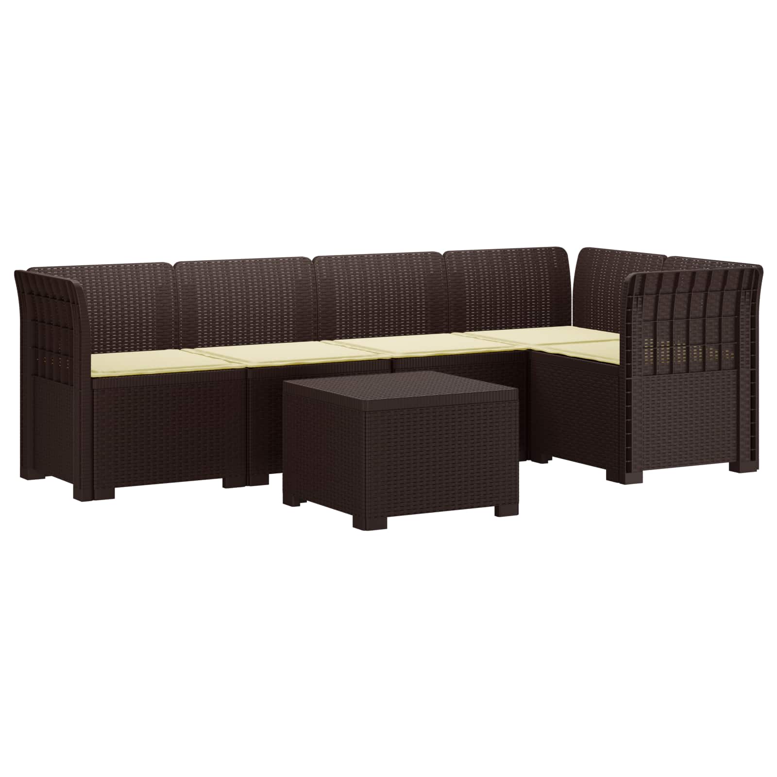 vidaXL 5-osobowa sofa ogrodowa z poduszkami w stylu rattanowym PP