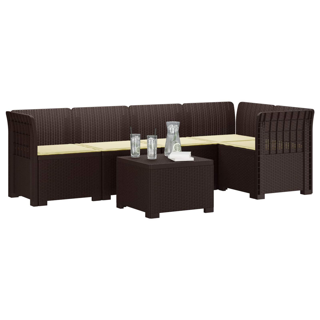 vidaXL 5-osobowa sofa ogrodowa z poduszkami w stylu rattanowym PP