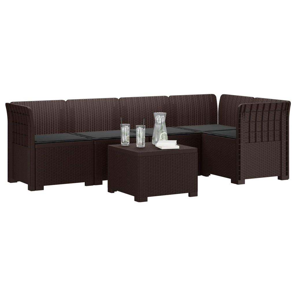 vidaXL 5-osobowa sofa ogrodowa z poduszkami w stylu rattanowym PP
