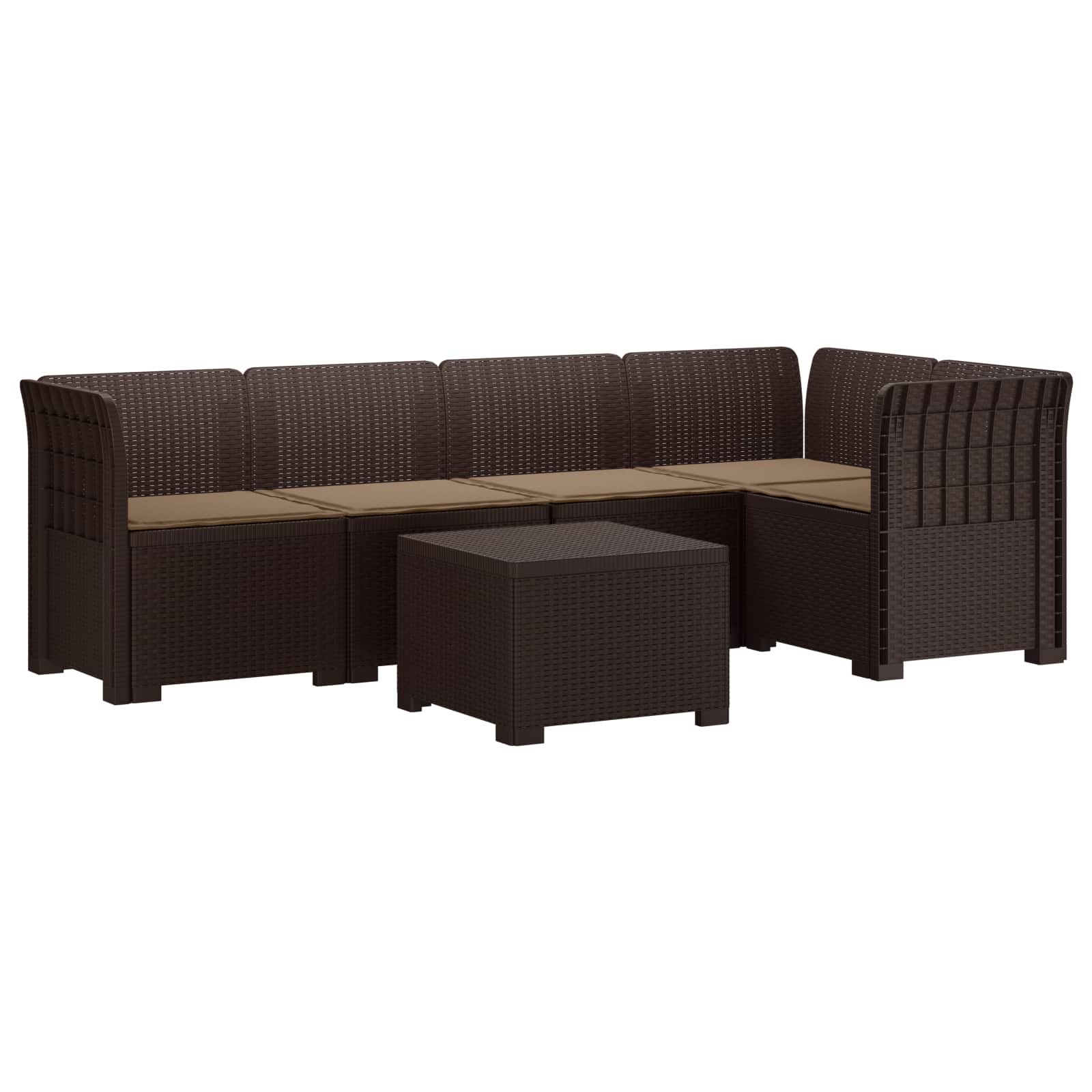 vidaXL 5-osobowa sofa ogrodowa z poduszkami w stylu rattanowym PP
