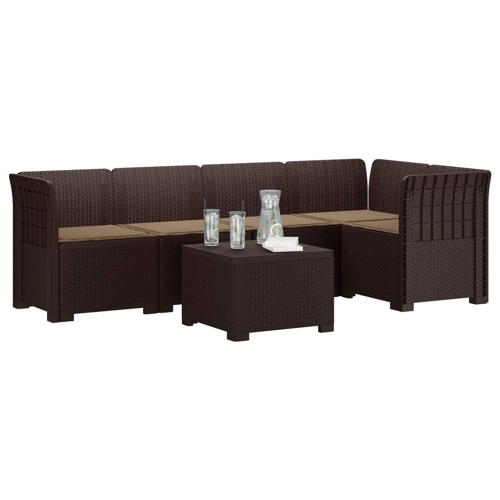 vidaXL 5-osobowa sofa ogrodowa z poduszkami w stylu rattanowym PP