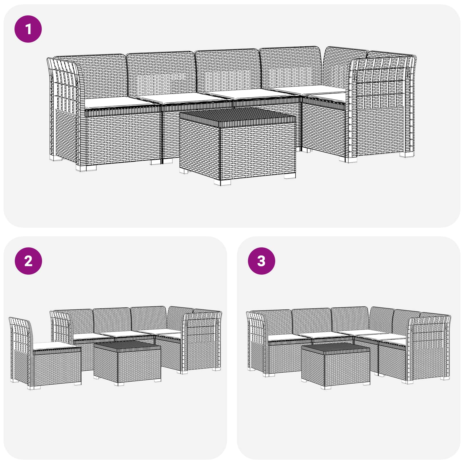 vidaXL 5-osobowa sofa ogrodowa z poduszkami w stylu rattanowym PP