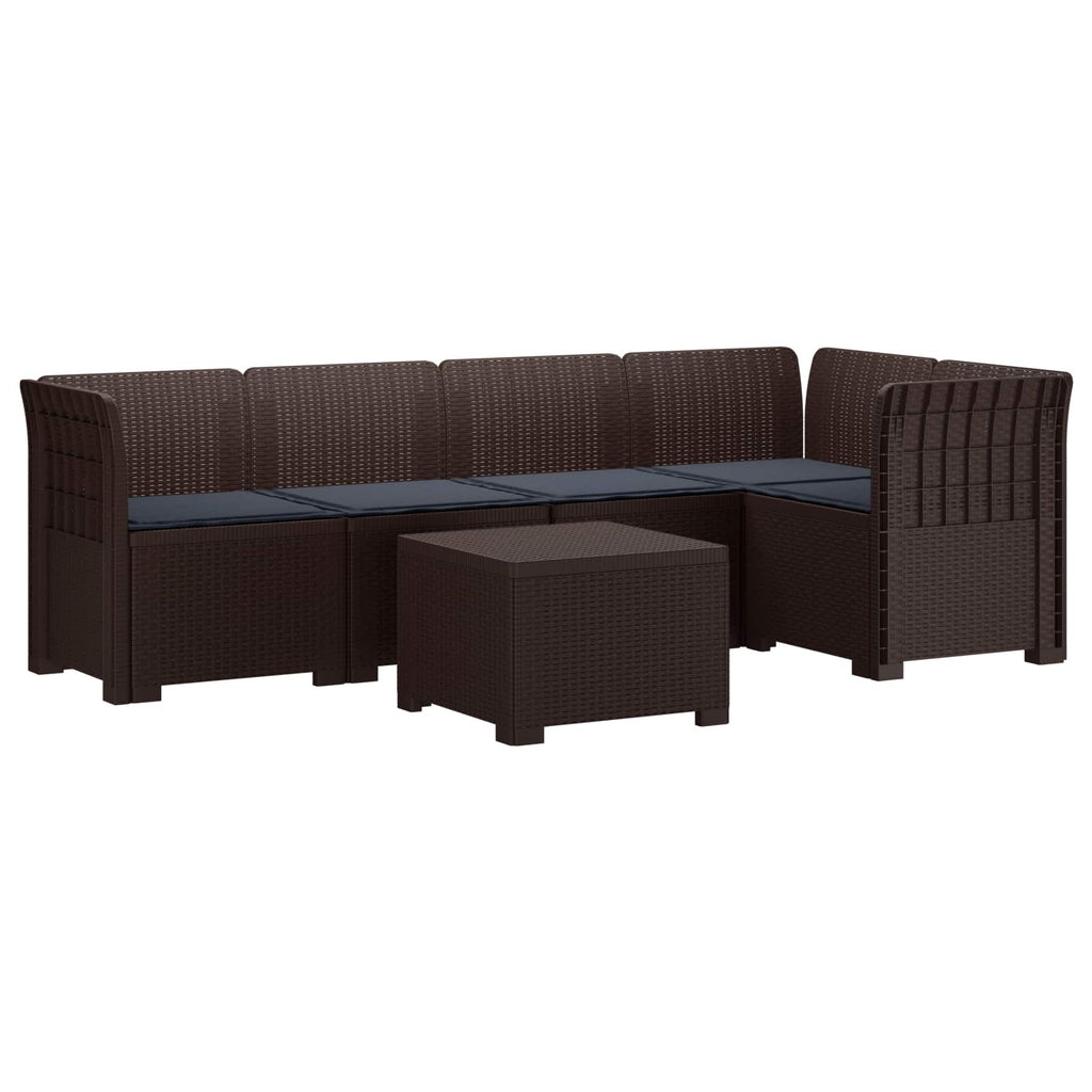 vidaXL 5-osobowa sofa ogrodowa z poduszkami w stylu rattanowym PP
