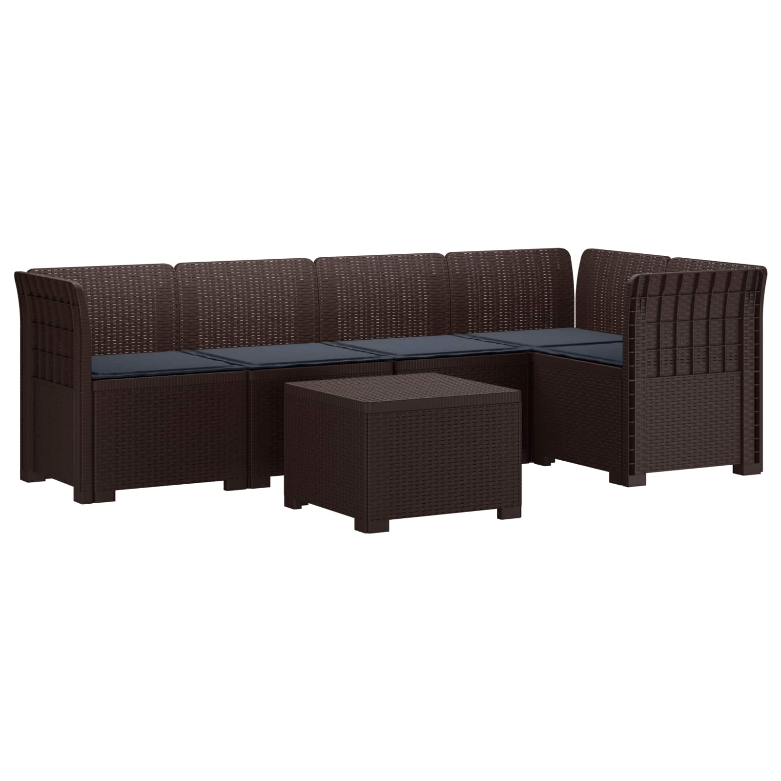 vidaXL 5-osobowa sofa ogrodowa z poduszkami w stylu rattanowym PP