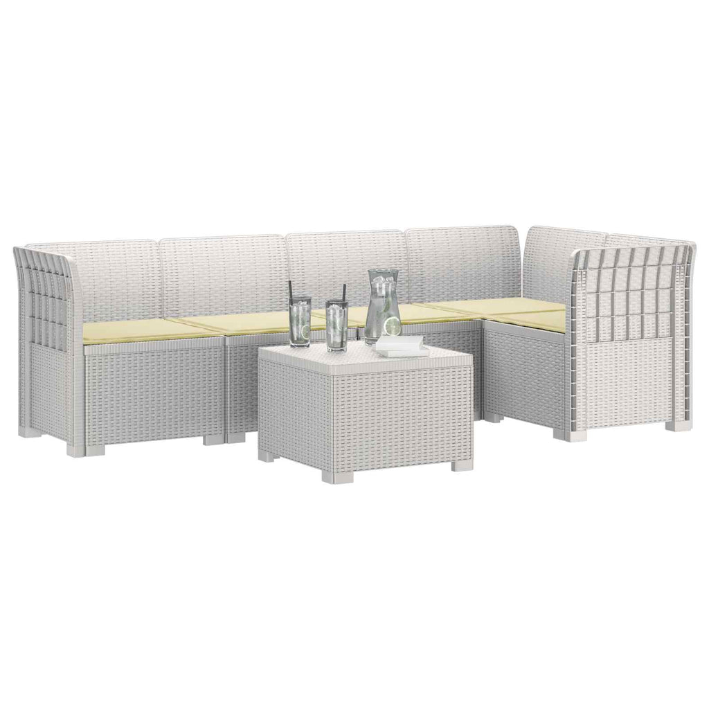 vidaXL 5-osobowa sofa ogrodowa z poduszkami w stylu rattanowym PP
