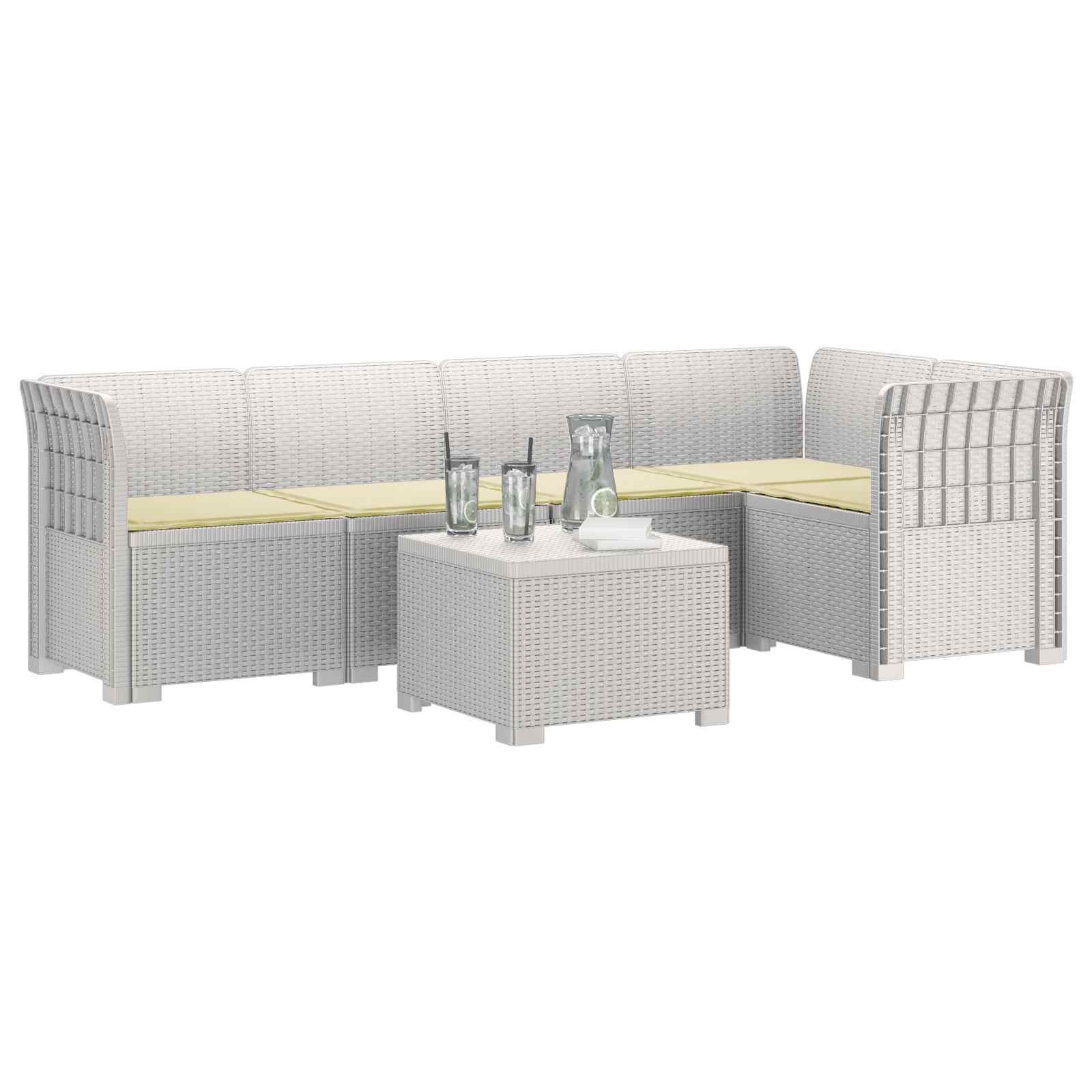 vidaXL 5-osobowa sofa ogrodowa z poduszkami w stylu rattanowym PP