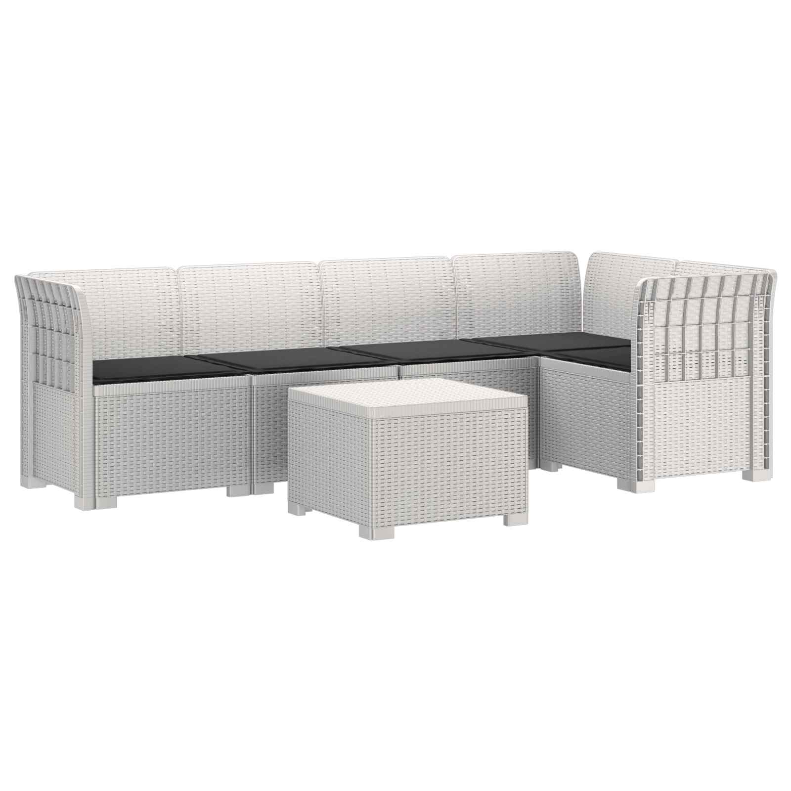 vidaXL 5-osobowa sofa ogrodowa z poduszkami w stylu rattanowym PP