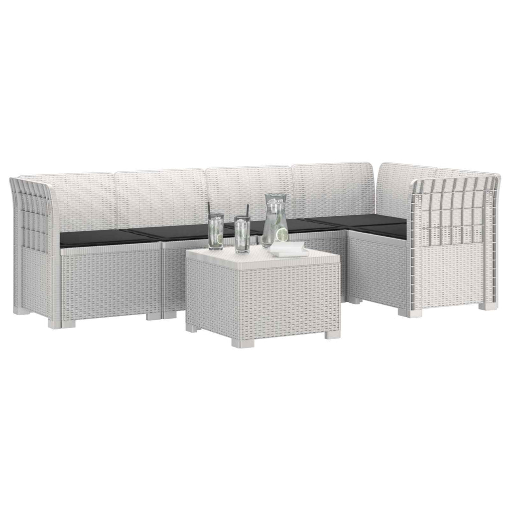 vidaXL 5-osobowa sofa ogrodowa z poduszkami w stylu rattanowym PP