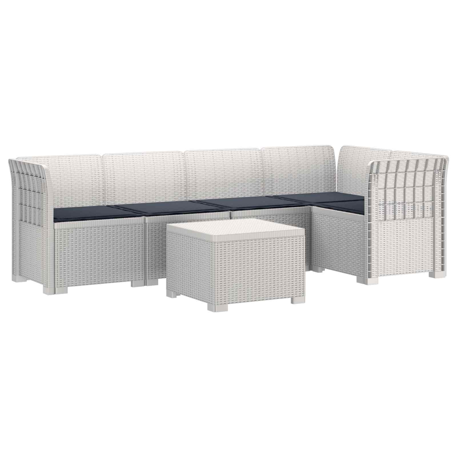 vidaXL 5-osobowa sofa ogrodowa z poduszkami w stylu rattanowym PP