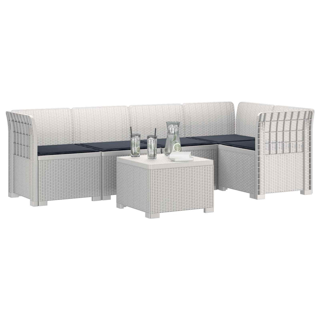 vidaXL 5-osobowa sofa ogrodowa z poduszkami w stylu rattanowym PP
