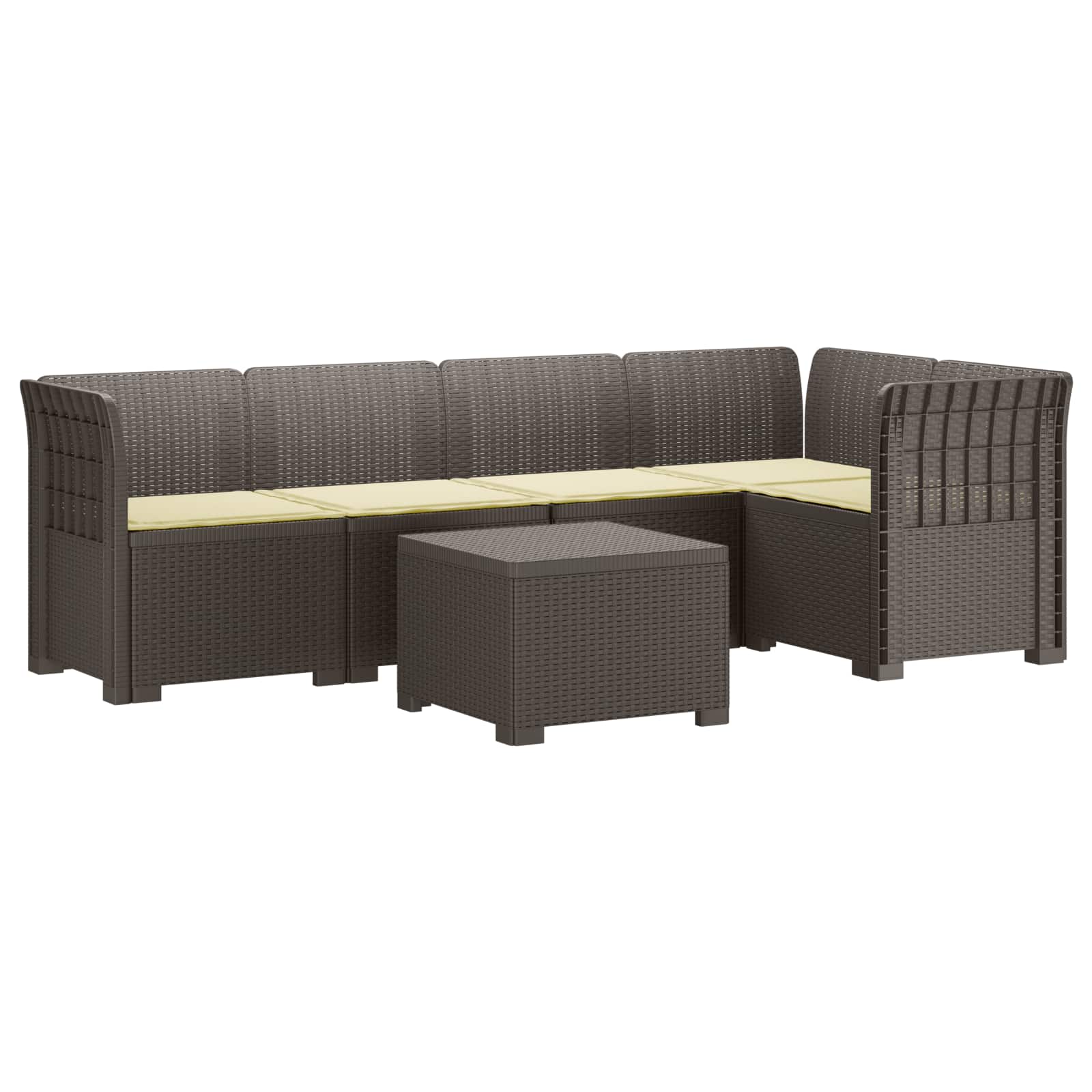 vidaXL 5-osobowa sofa ogrodowa z poduszkami w stylu rattanowym PP