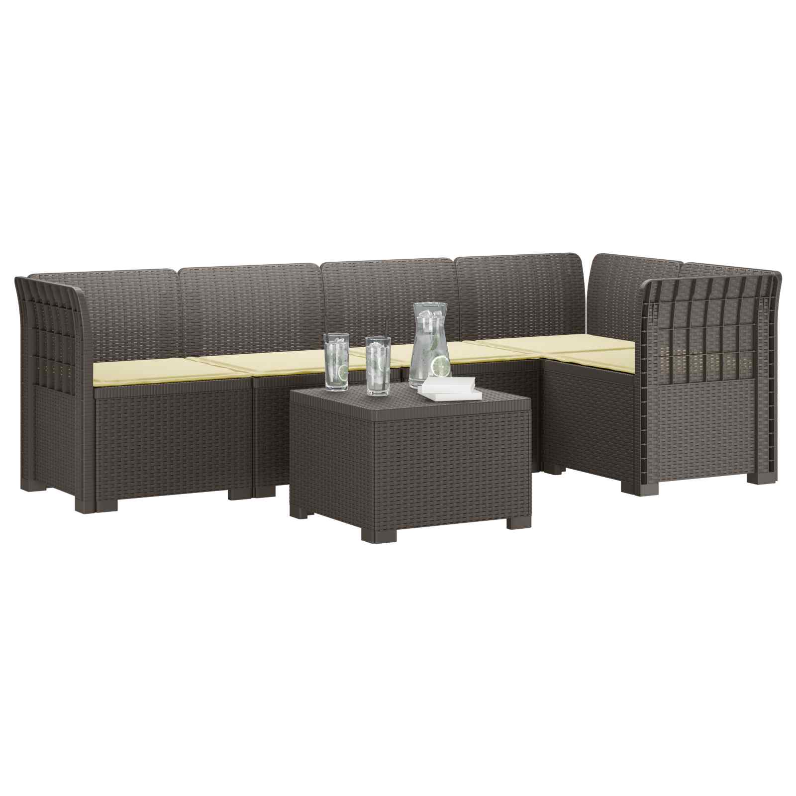 vidaXL 5-osobowa sofa ogrodowa z poduszkami w stylu rattanowym PP