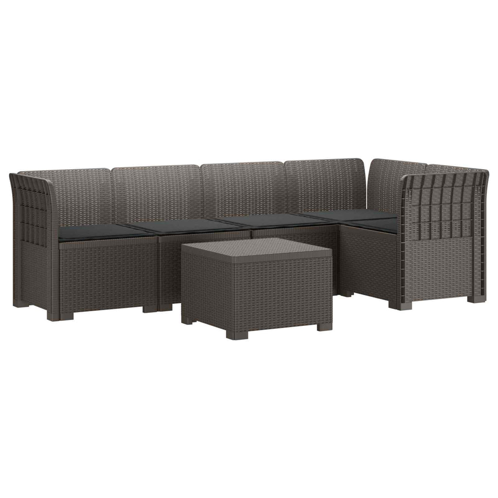 vidaXL 5-osobowa sofa ogrodowa z poduszkami w stylu rattanowym PP