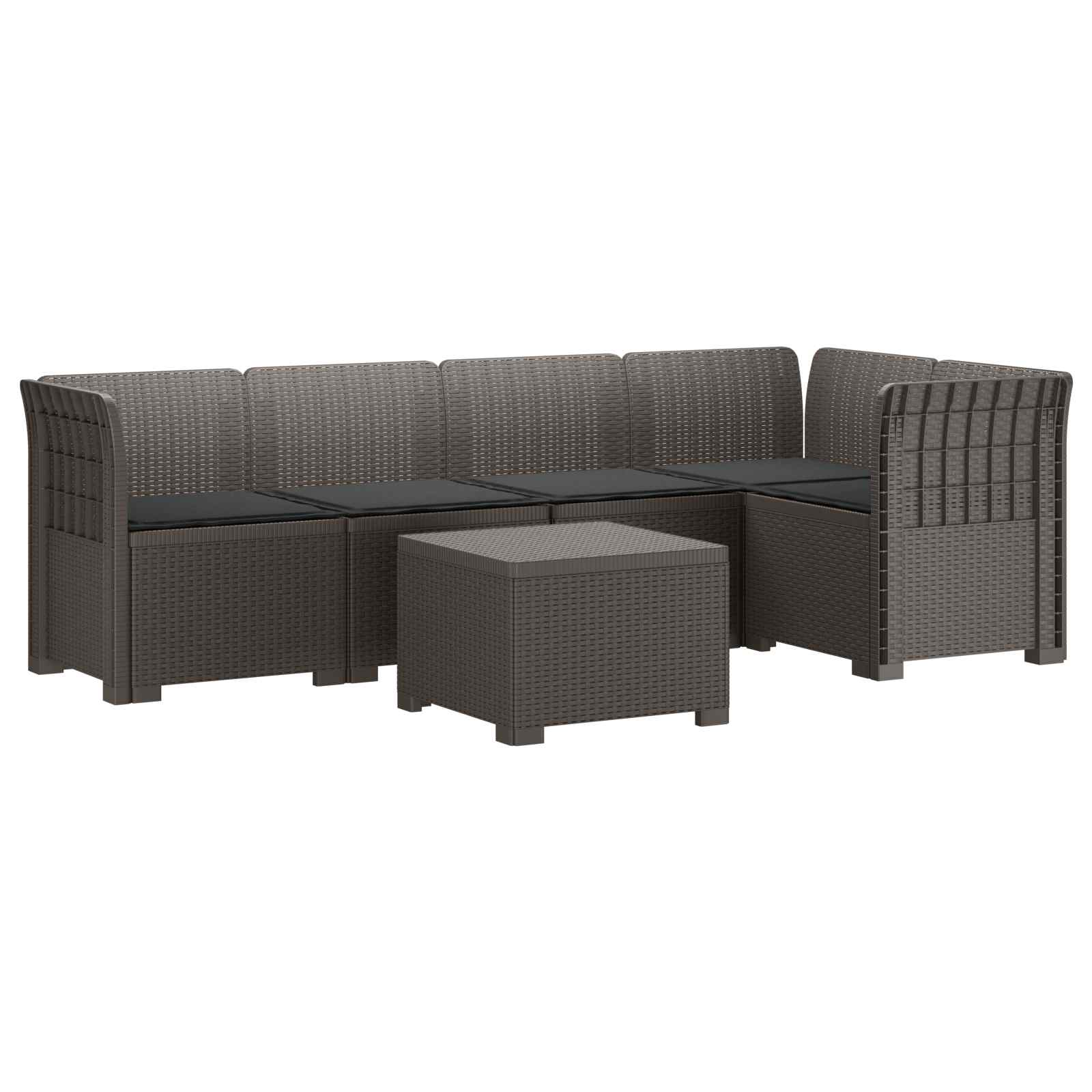 vidaXL 5-osobowa sofa ogrodowa z poduszkami w stylu rattanowym PP