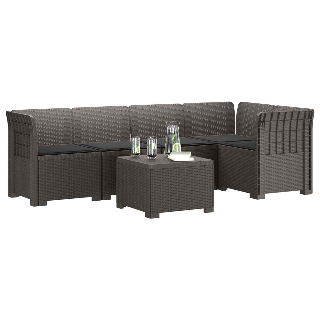 vidaXL 5-osobowa sofa ogrodowa z poduszkami w stylu rattanowym PP