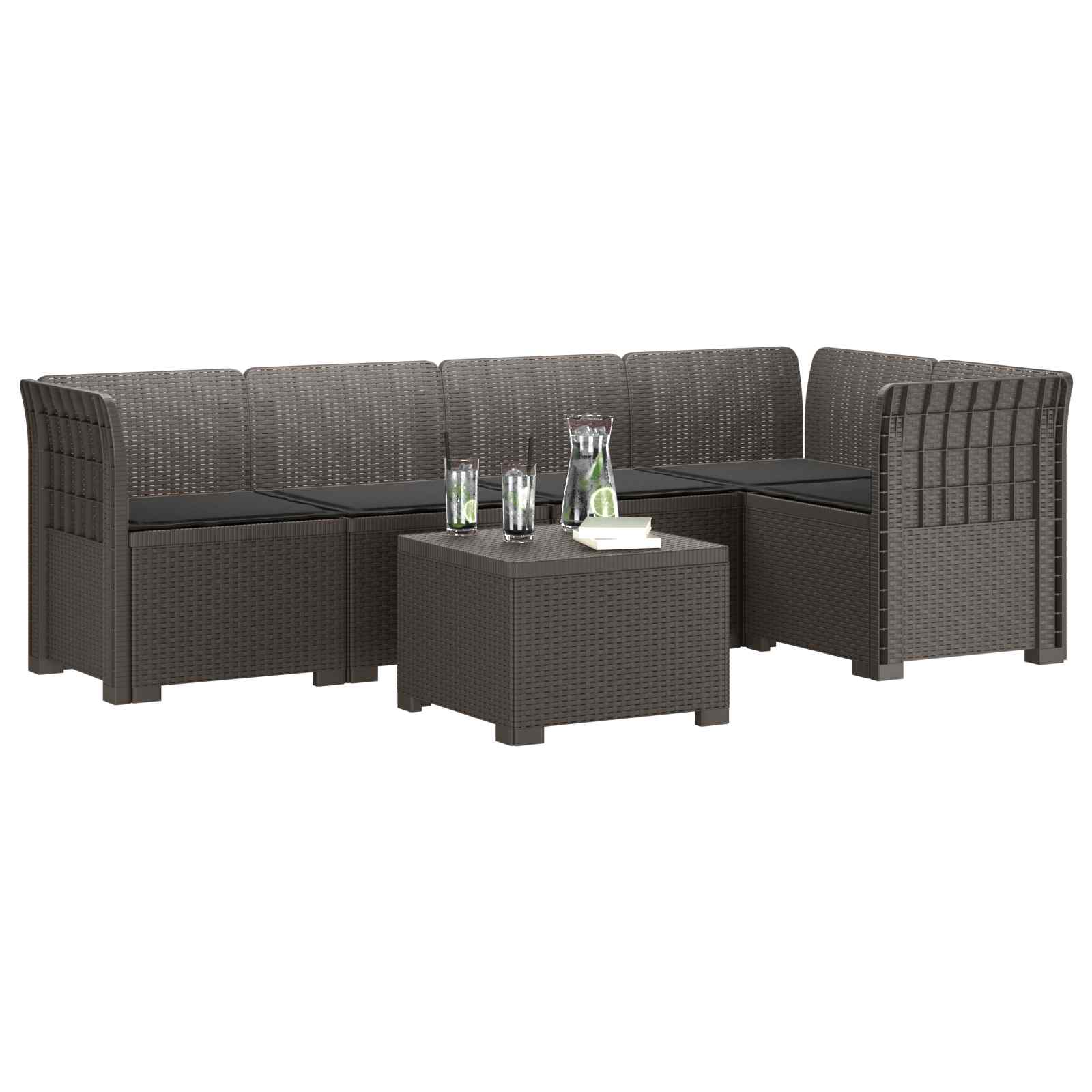 vidaXL 5-osobowa sofa ogrodowa z poduszkami w stylu rattanowym PP