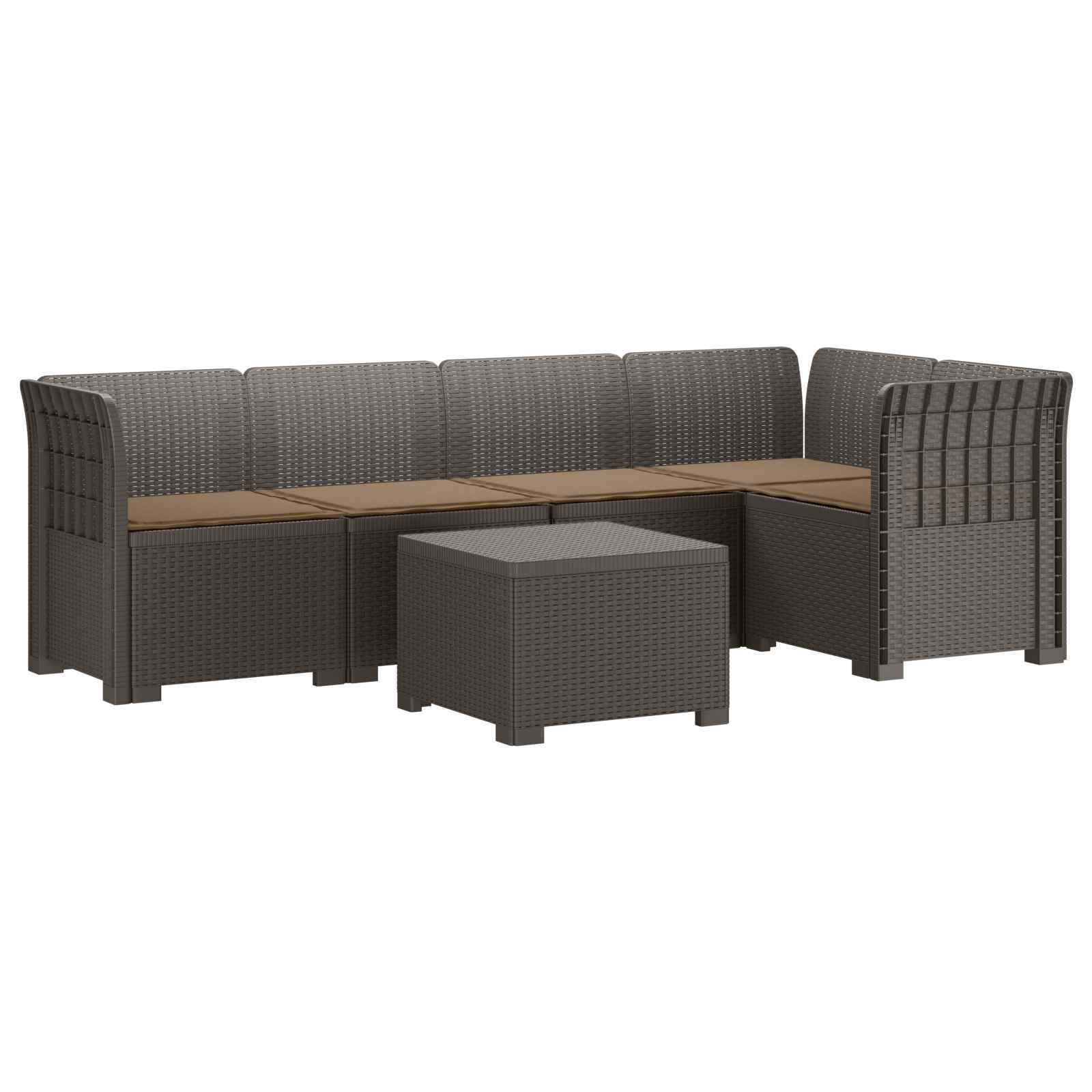 vidaXL 5-osobowa sofa ogrodowa z poduszkami w stylu rattanowym PP
