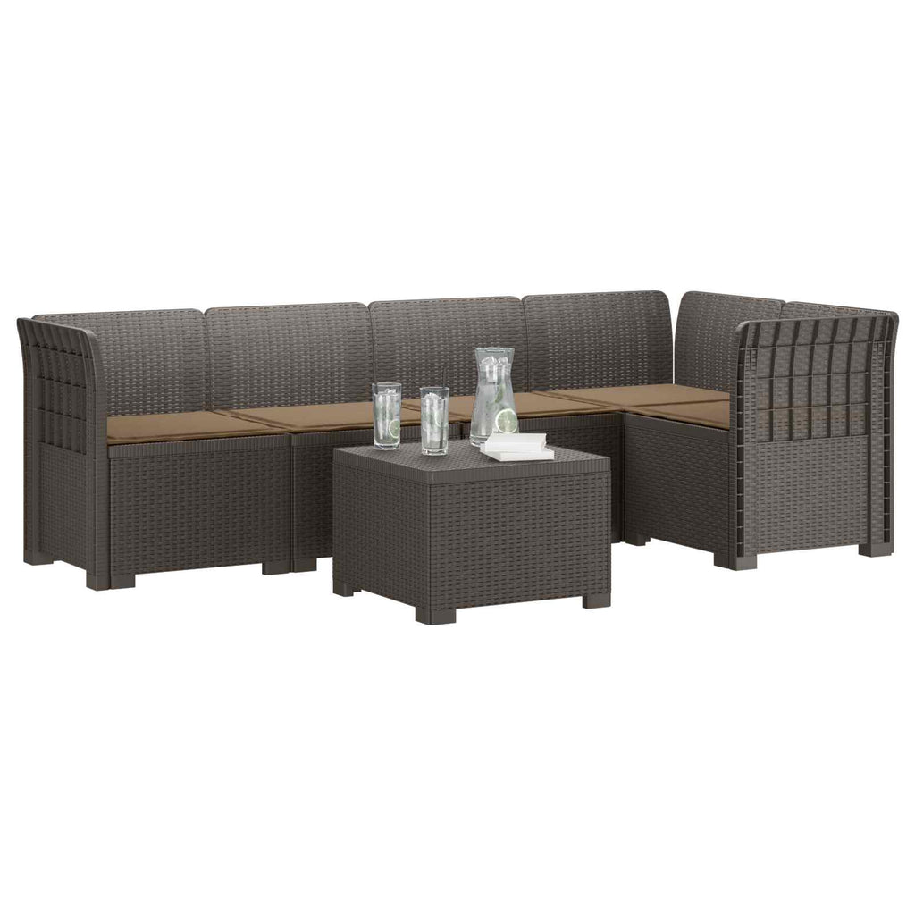 vidaXL 5-osobowa sofa ogrodowa z poduszkami w stylu rattanowym PP
