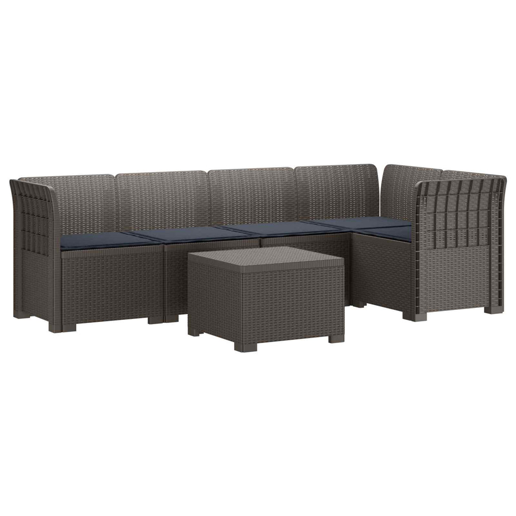 vidaXL 5-osobowa sofa ogrodowa z poduszkami w stylu rattanowym PP
