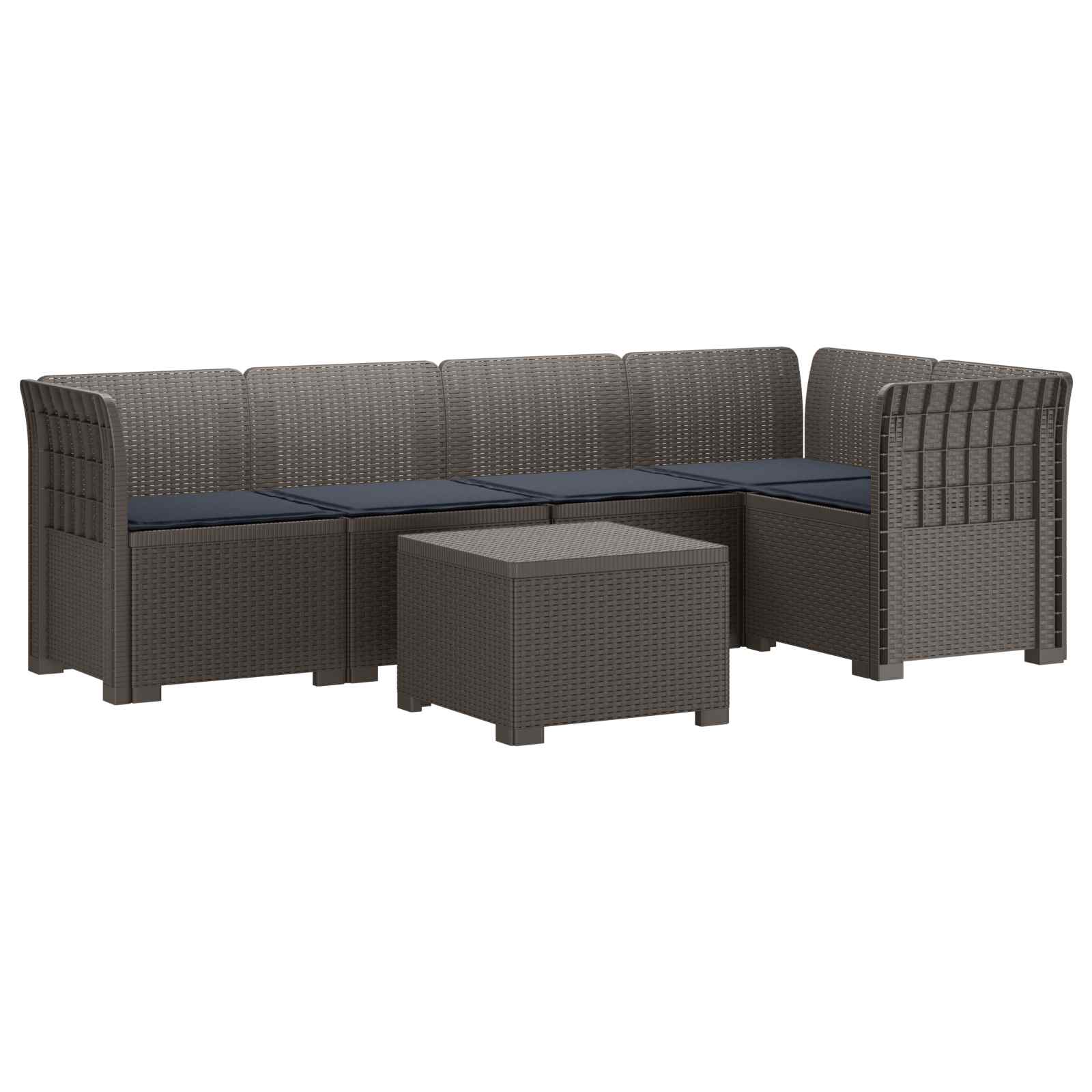 vidaXL 5-osobowa sofa ogrodowa z poduszkami w stylu rattanowym PP