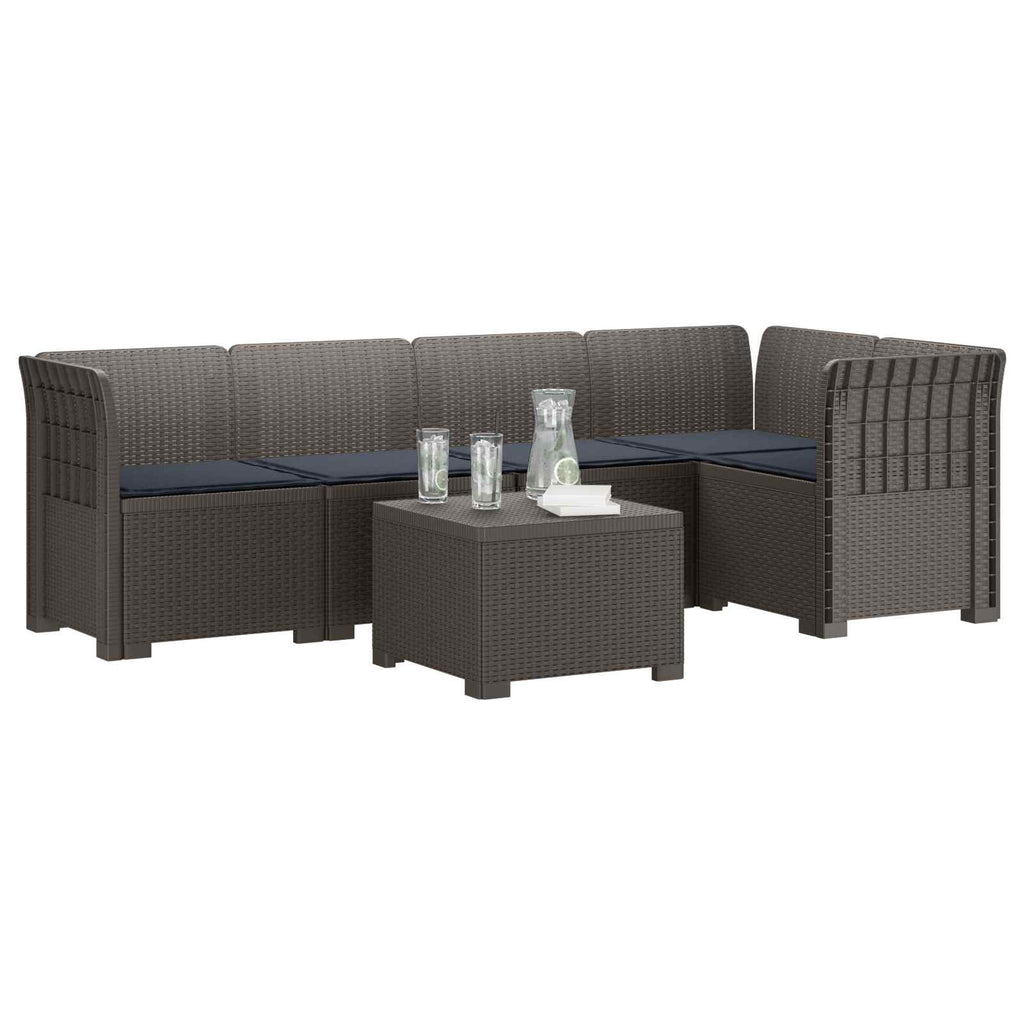 vidaXL 5-osobowa sofa ogrodowa z poduszkami w stylu rattanowym PP
