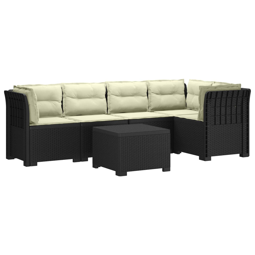 vidaXL 5-osobowa sofa ogrodowa z poduszkami w stylu rattanowym PP