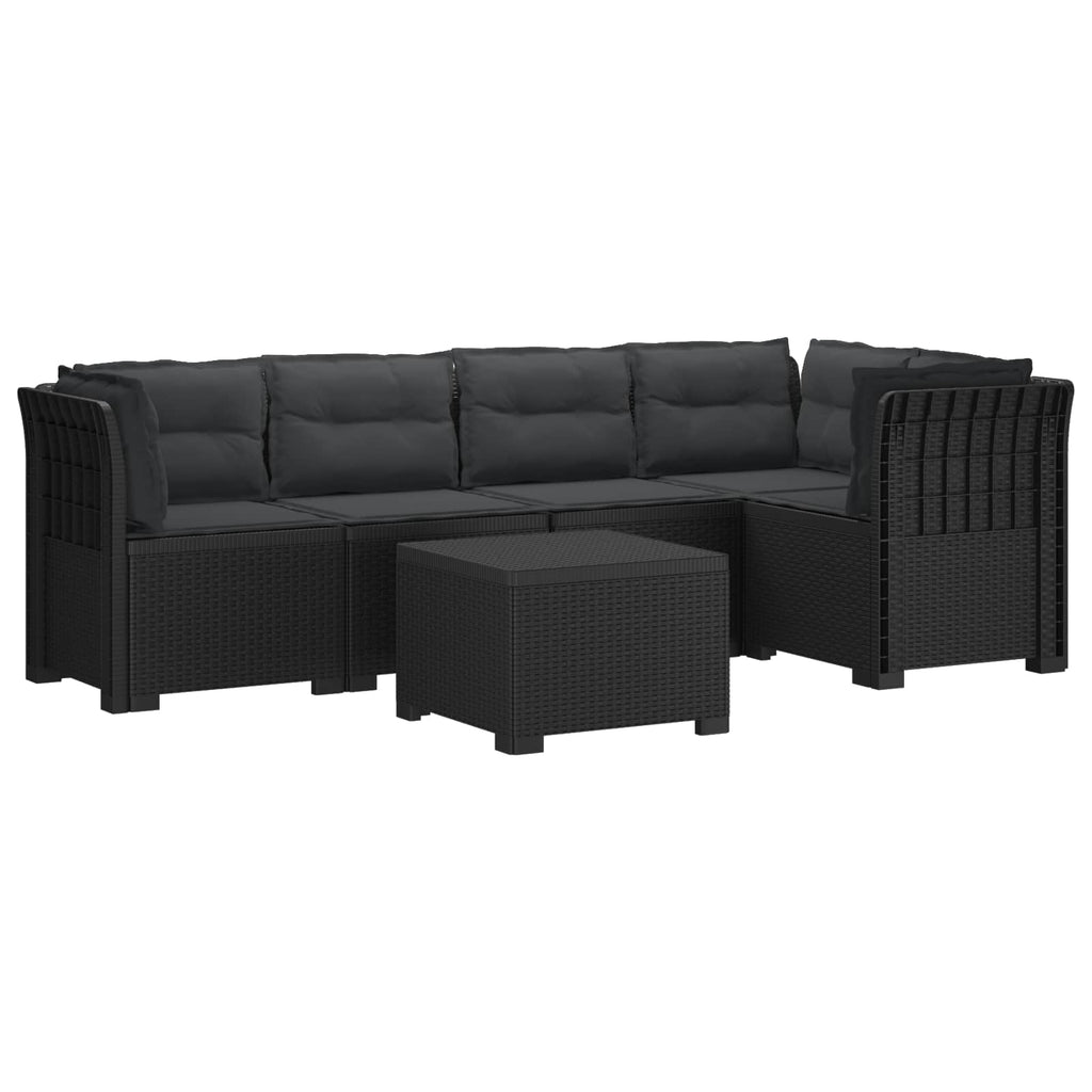 vidaXL 5-osobowa sofa ogrodowa z poduszkami w stylu rattanowym PP
