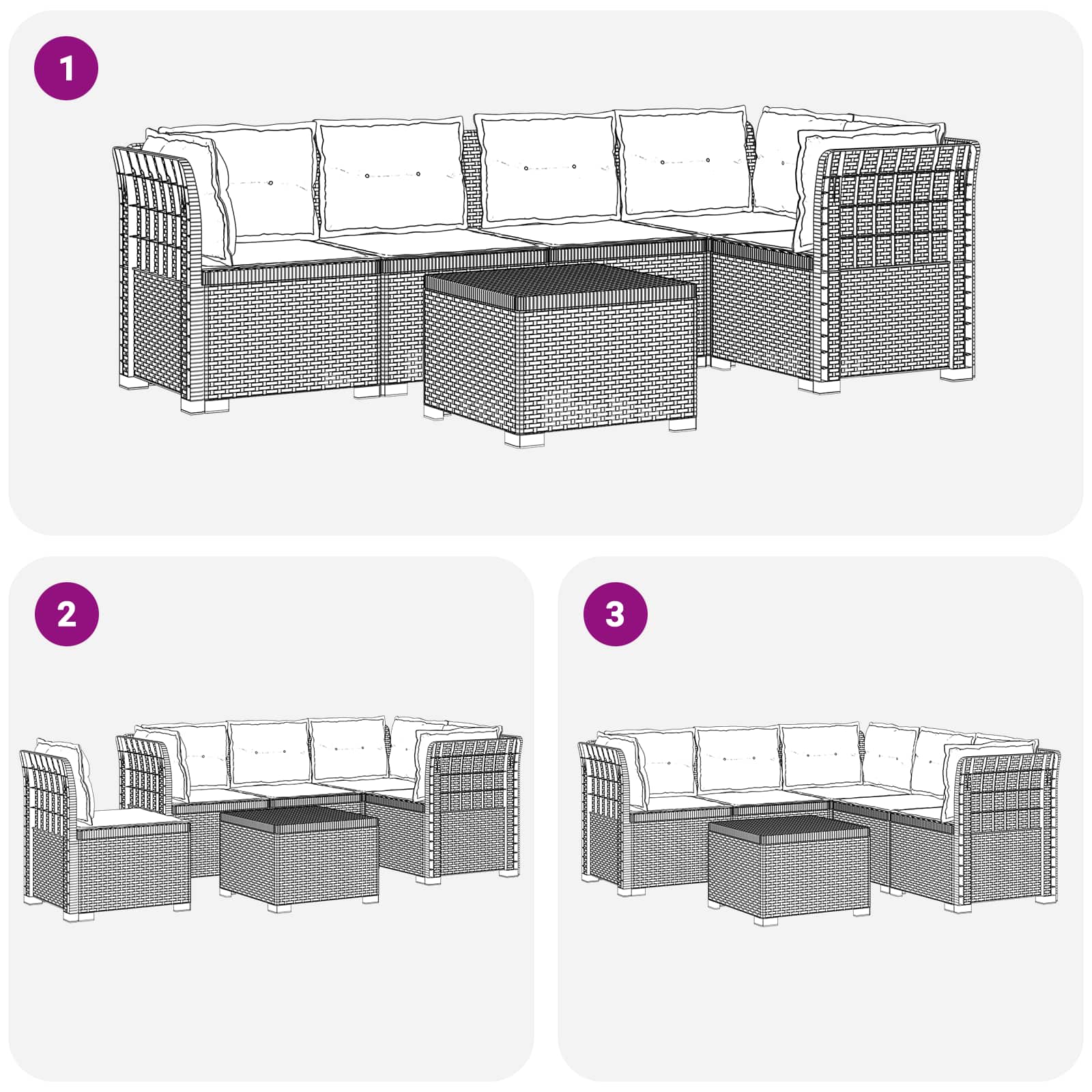vidaXL 5-osobowa sofa ogrodowa z poduszkami w stylu rattanowym PP