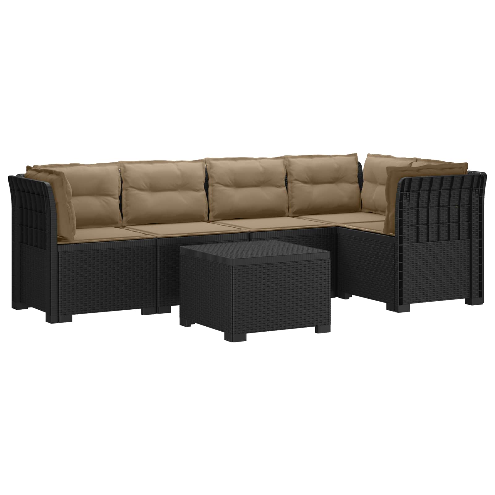 vidaXL 5-osobowa sofa ogrodowa z poduszkami w stylu rattanowym PP