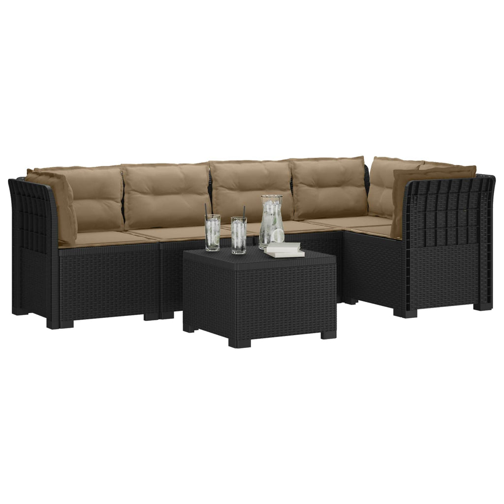 vidaXL 5-osobowa sofa ogrodowa z poduszkami w stylu rattanowym PP