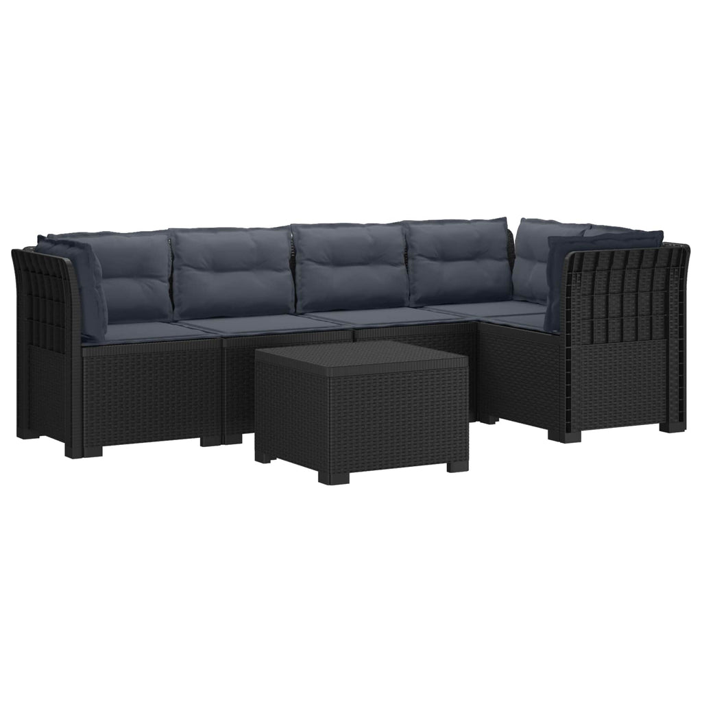vidaXL 5-osobowa sofa ogrodowa z poduszkami w stylu rattanowym PP