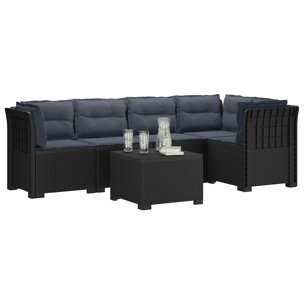 vidaXL 5-osobowa sofa ogrodowa z poduszkami w stylu rattanowym PP