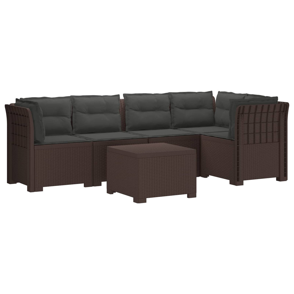 vidaXL 5-osobowa sofa ogrodowa z poduszkami w stylu rattanowym PP