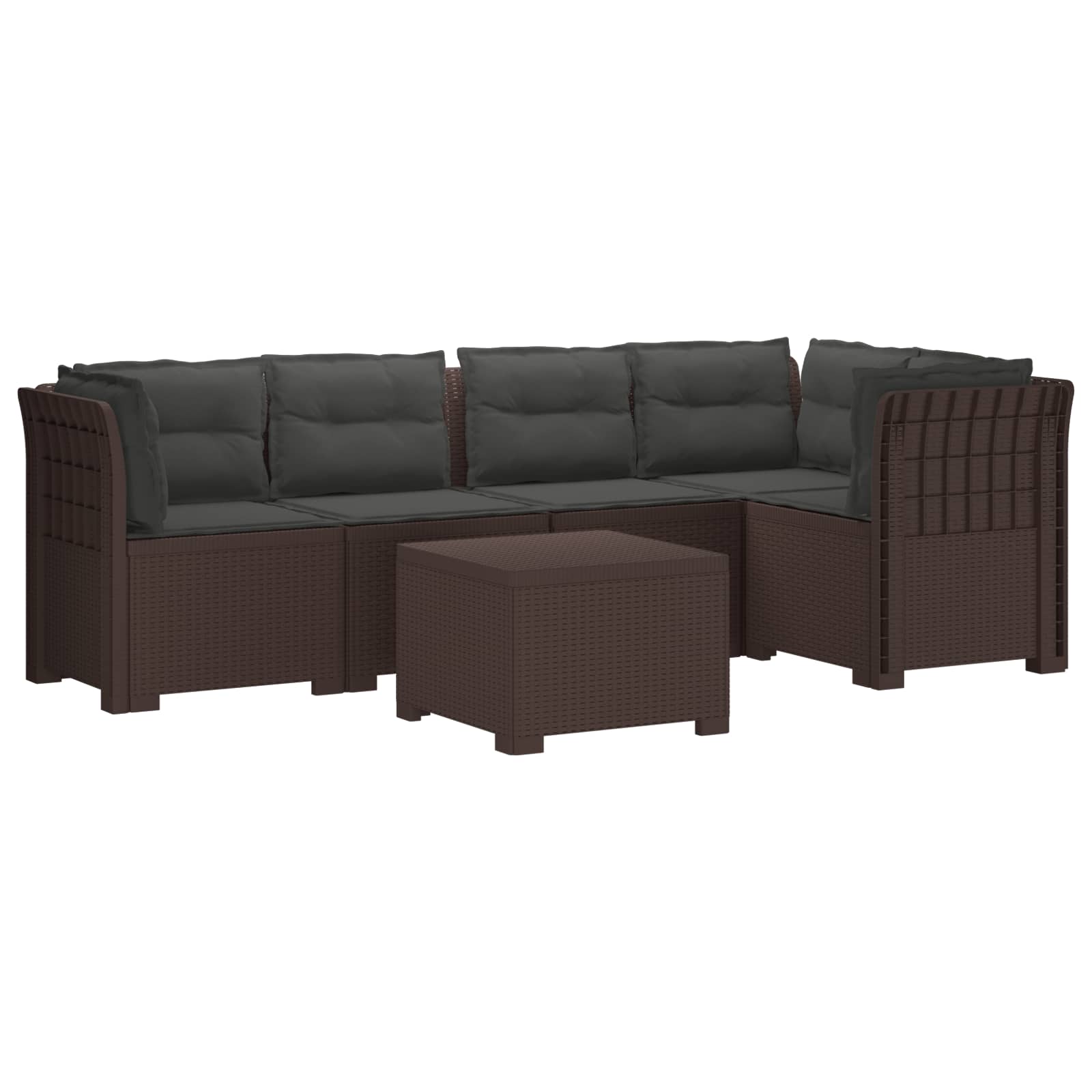 vidaXL 5-osobowa sofa ogrodowa z poduszkami w stylu rattanowym PP