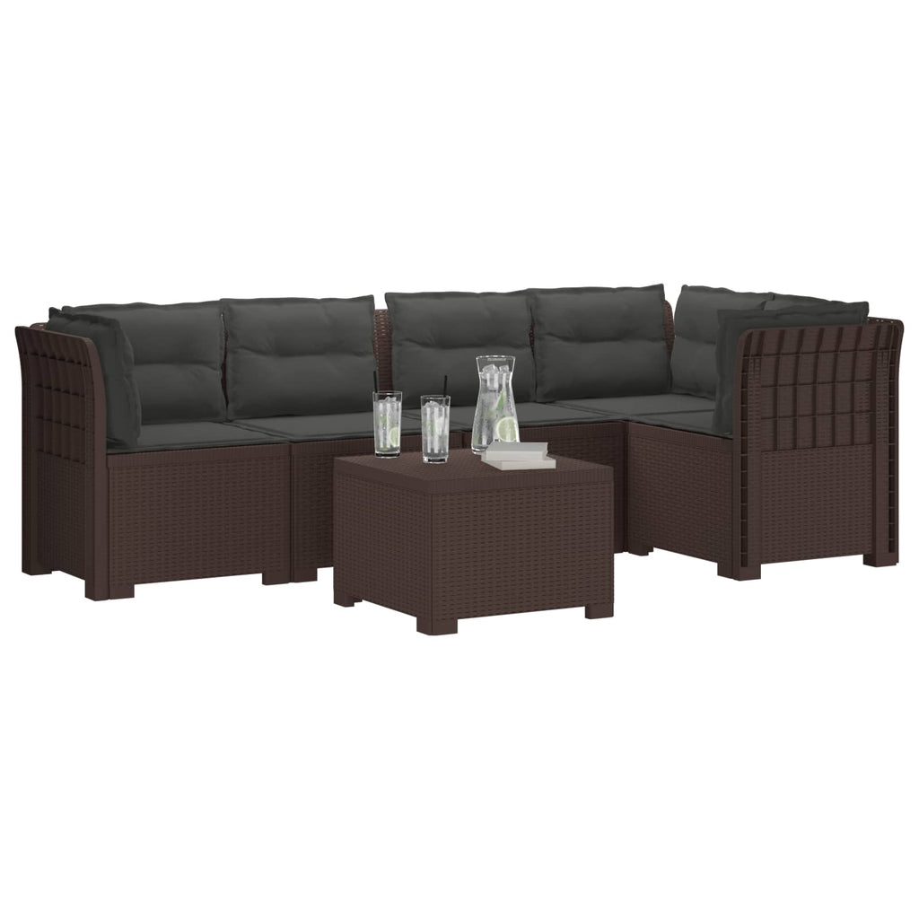 vidaXL 5-osobowa sofa ogrodowa z poduszkami w stylu rattanowym PP