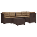 vidaXL 5-osobowa sofa ogrodowa z poduszkami w stylu rattanowym PP