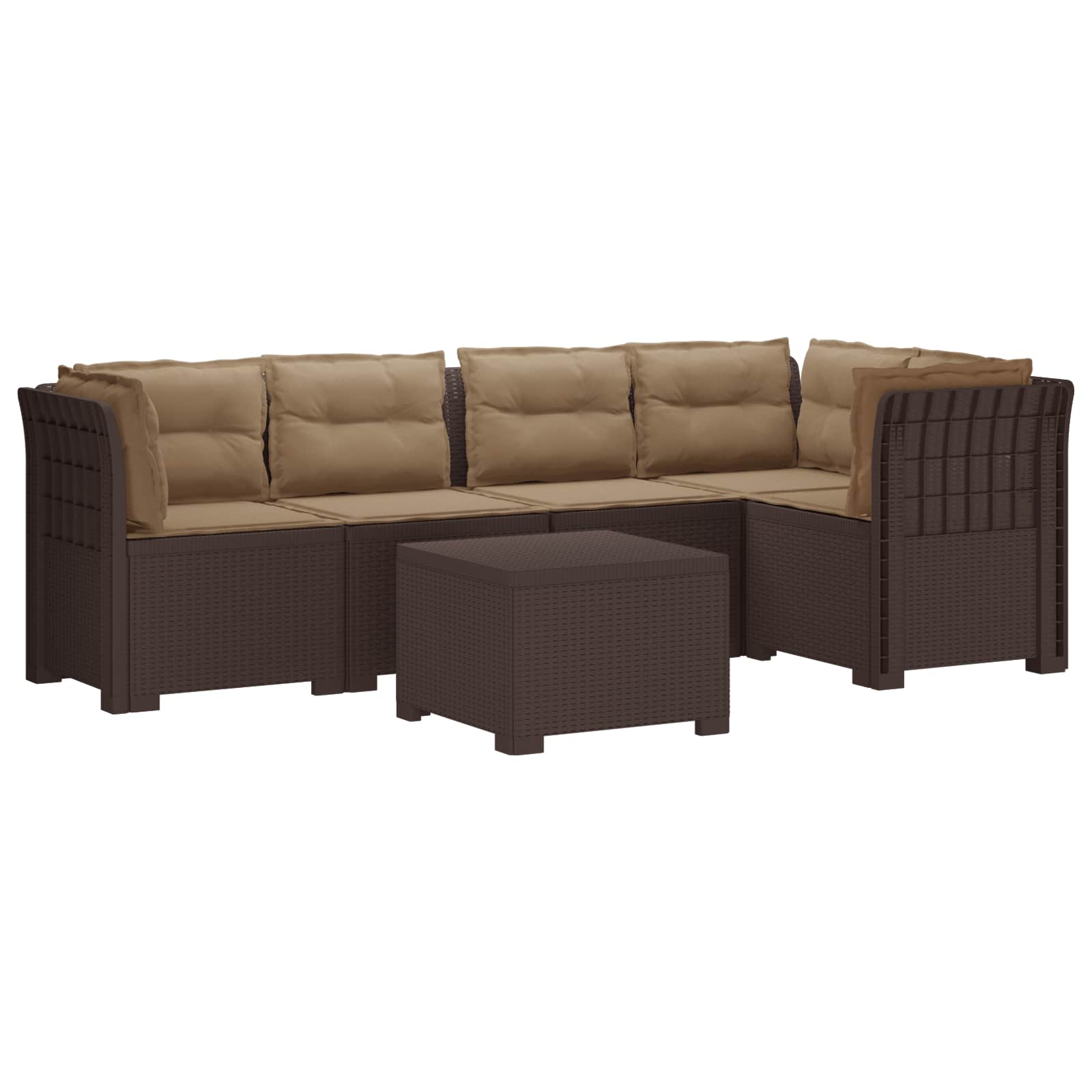 vidaXL 5-osobowa sofa ogrodowa z poduszkami w stylu rattanowym PP