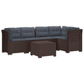 vidaXL 5-osobowa sofa ogrodowa z poduszkami w stylu rattanowym PP