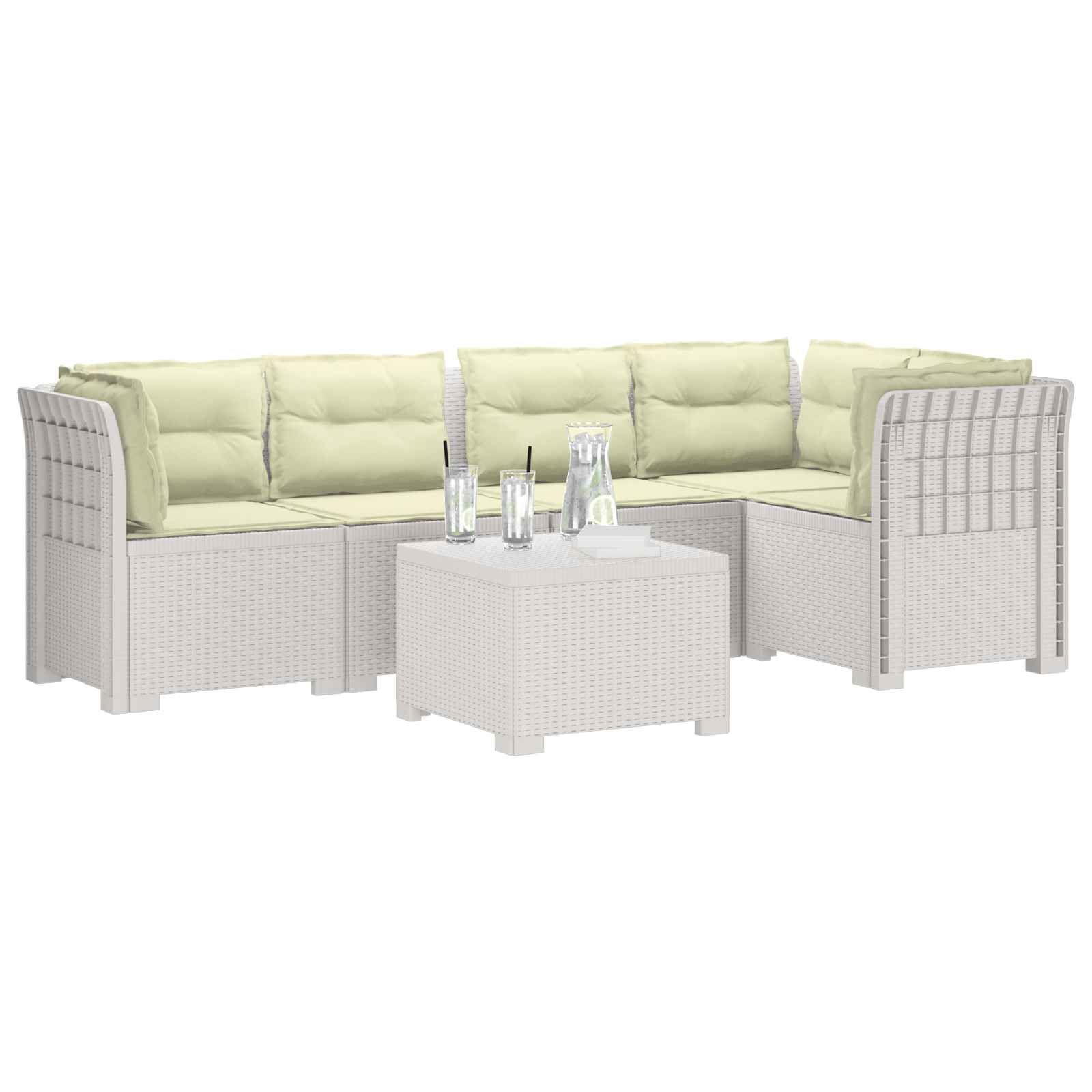 vidaXL 5-osobowa sofa ogrodowa z poduszkami w stylu rattanowym PP