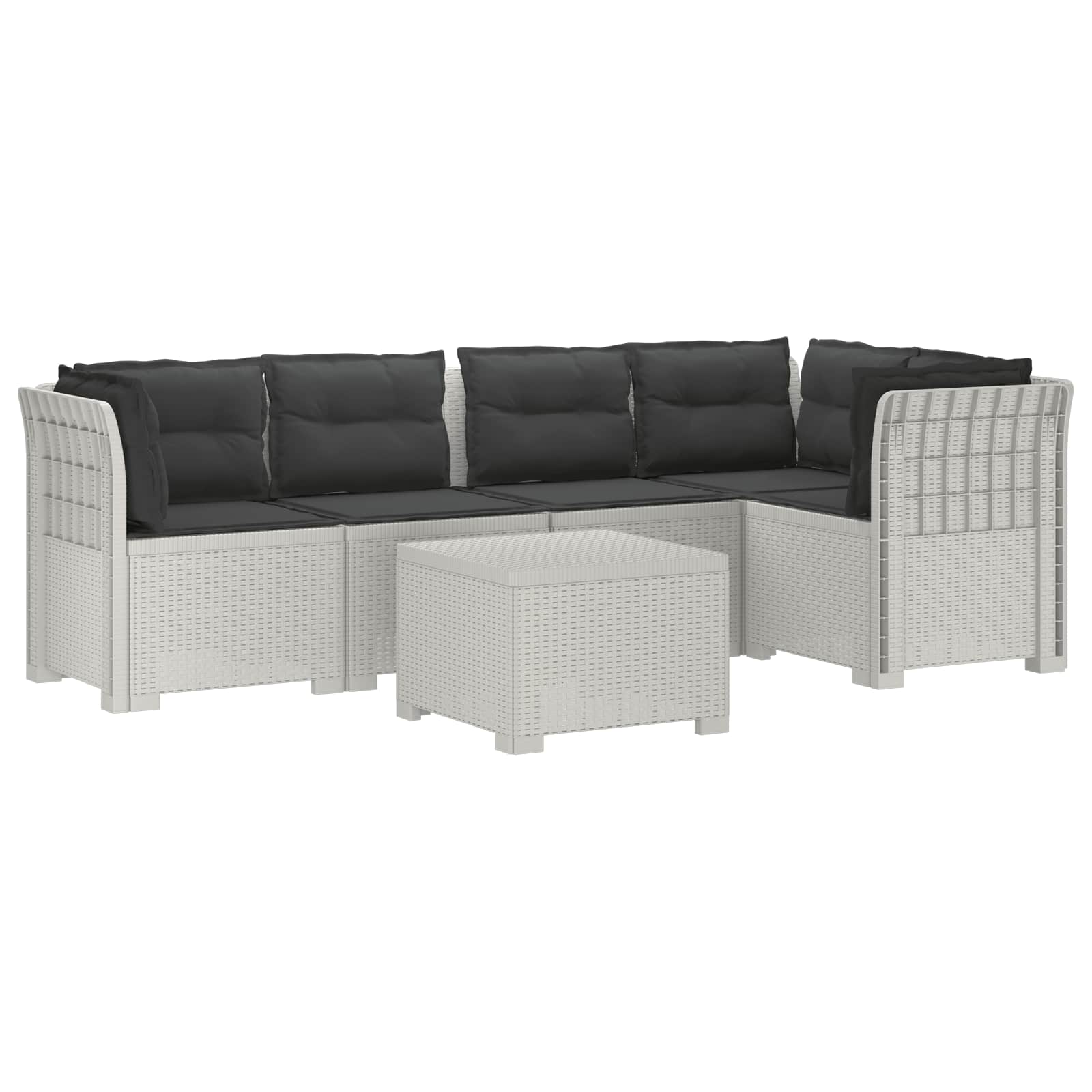 vidaXL 5-osobowa sofa ogrodowa z poduszkami w stylu rattanowym PP