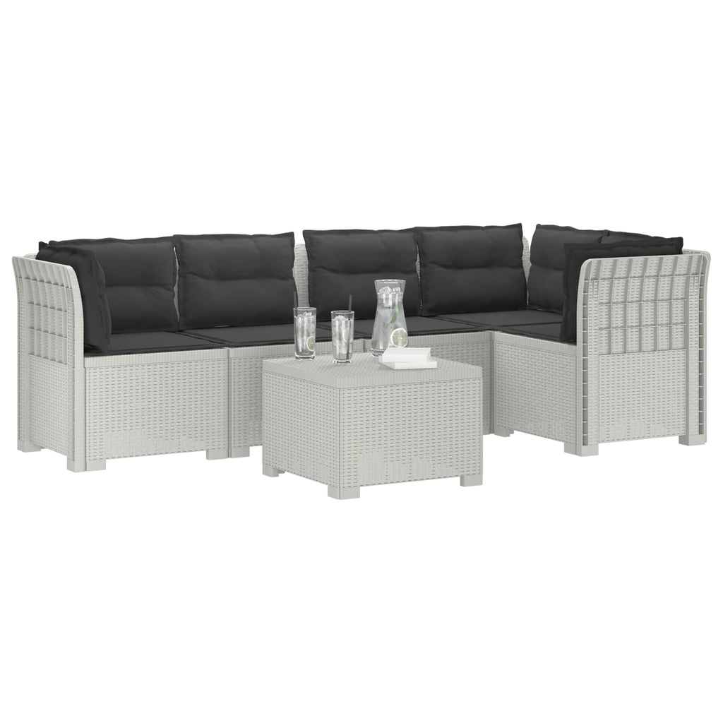 vidaXL 5-osobowa sofa ogrodowa z poduszkami w stylu rattanowym PP