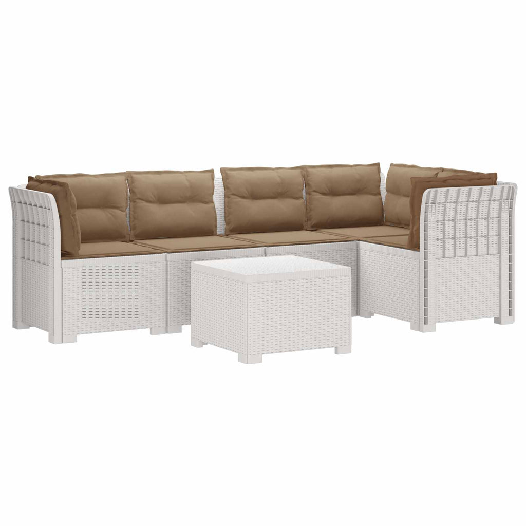 vidaXL 5-osobowa sofa ogrodowa z poduszkami w stylu rattanowym PP
