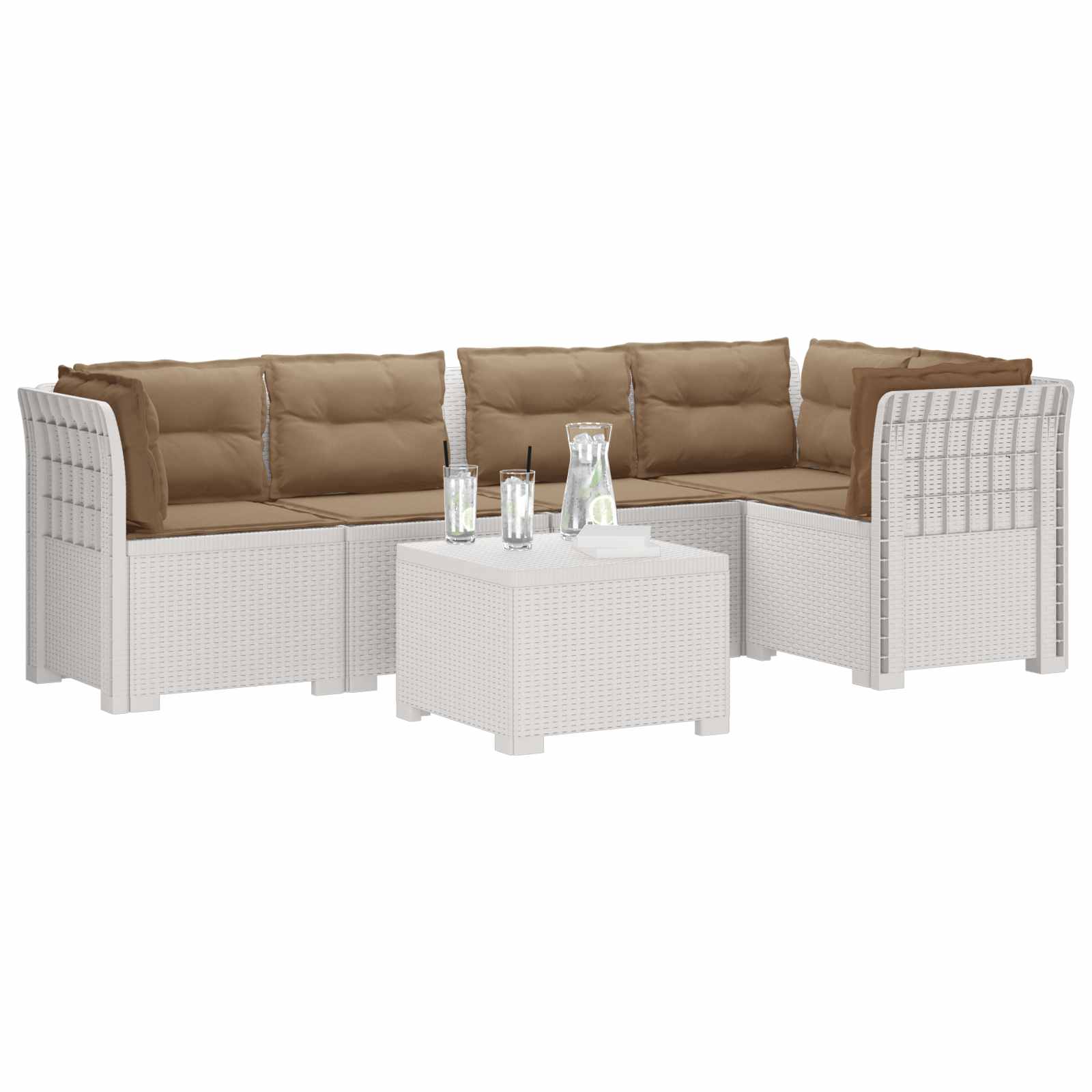 vidaXL 5-osobowa sofa ogrodowa z poduszkami w stylu rattanowym PP