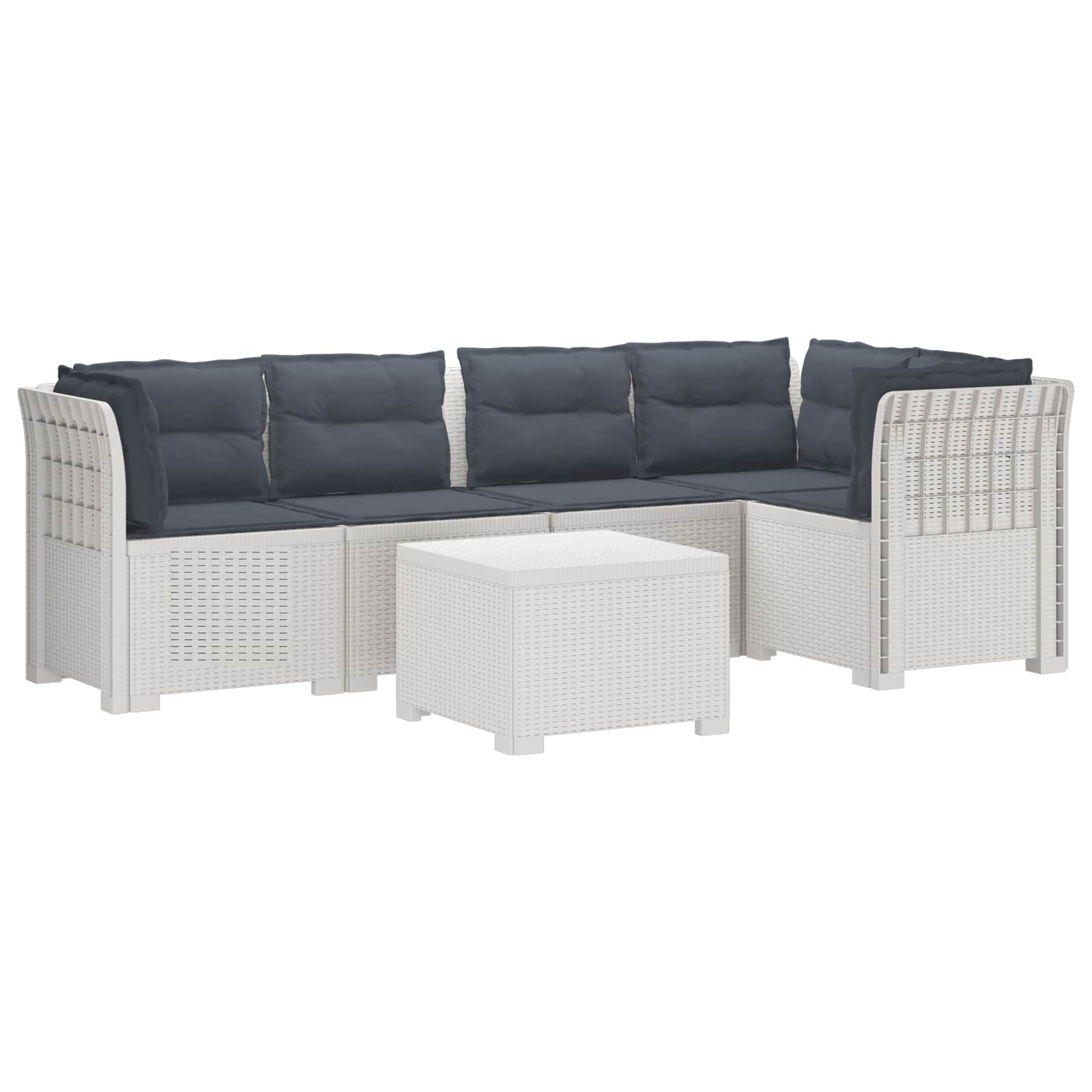 vidaXL 5-osobowa sofa ogrodowa z poduszkami w stylu rattanowym PP
